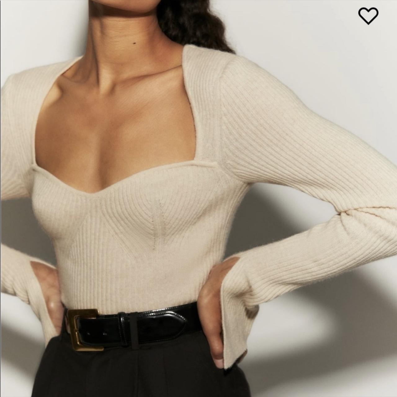 Reformation Women's Tan and Cream Jumper