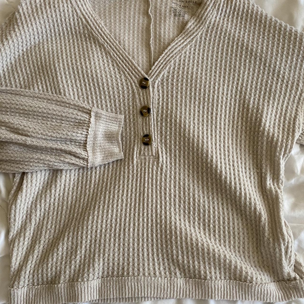 Cream American Eagle Lightweight Top Button... - Depop