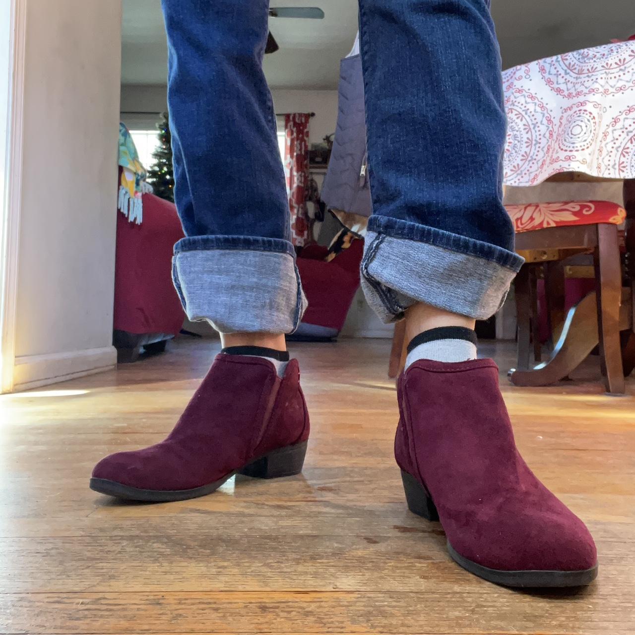 burgundy booties boots