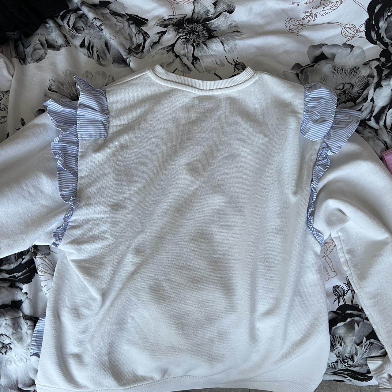 Zara white and blue ruffles jumper girls age... Depop