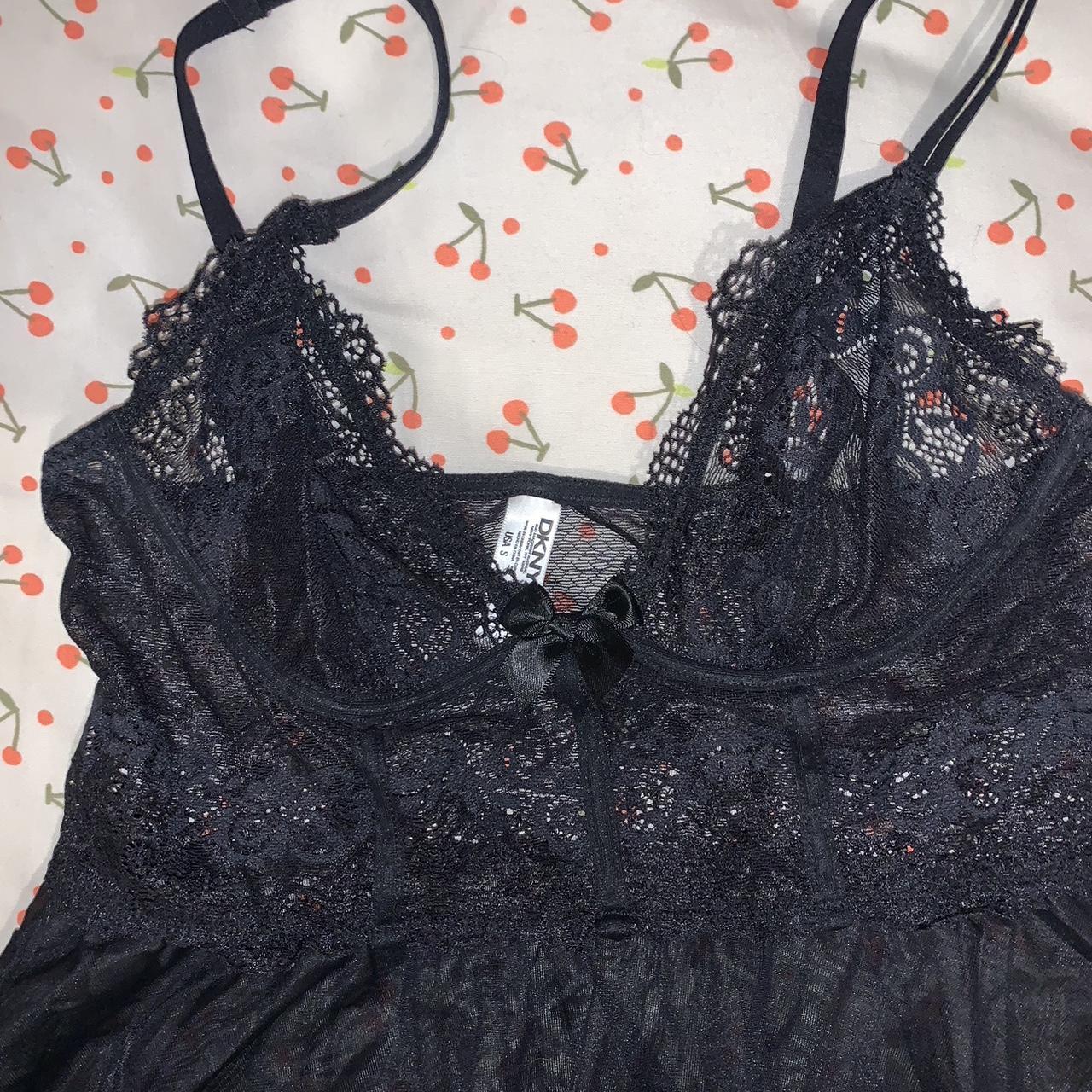 Black lace DKNY slip - Depop