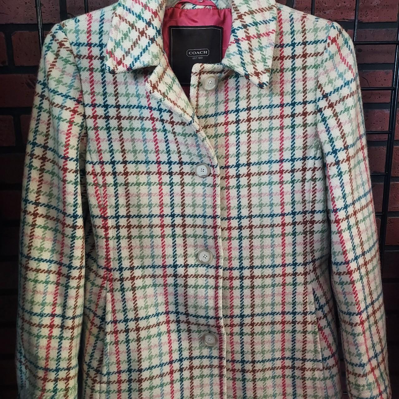 Coach hot sale plaid coat