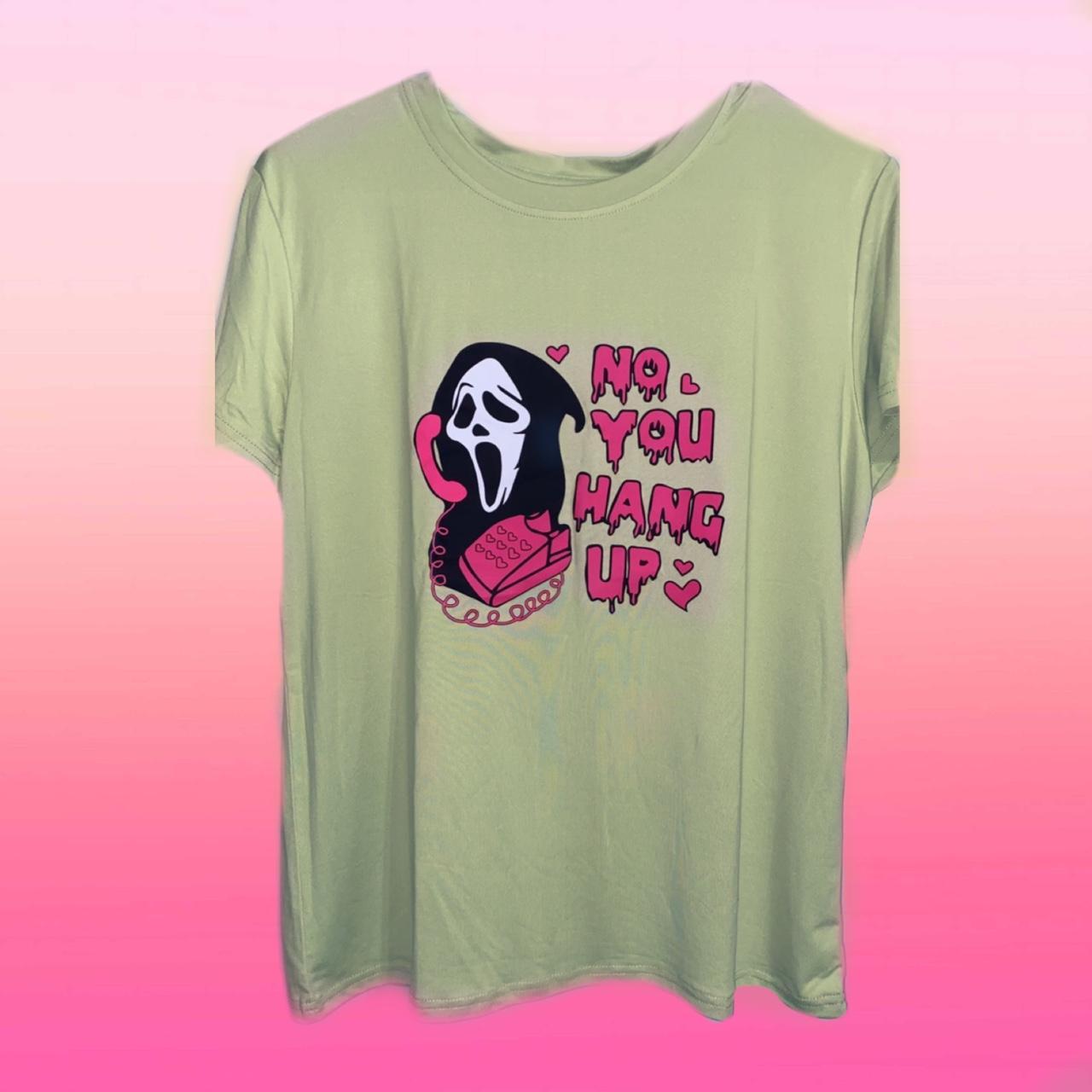 Ghost Women's Green and Pink T-shirt | Depop