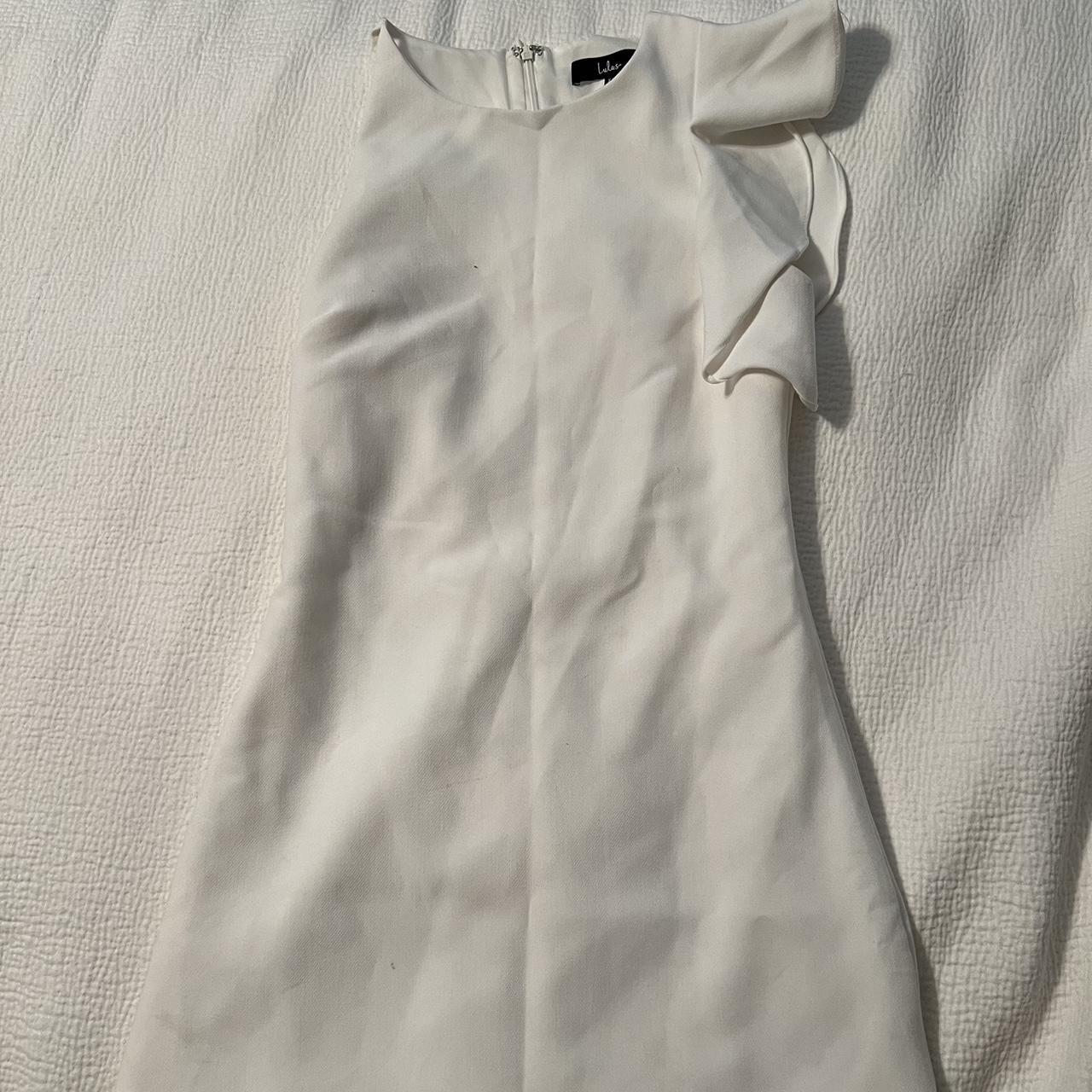 Lulus short white dress ruffle sleeve on one side - Depop