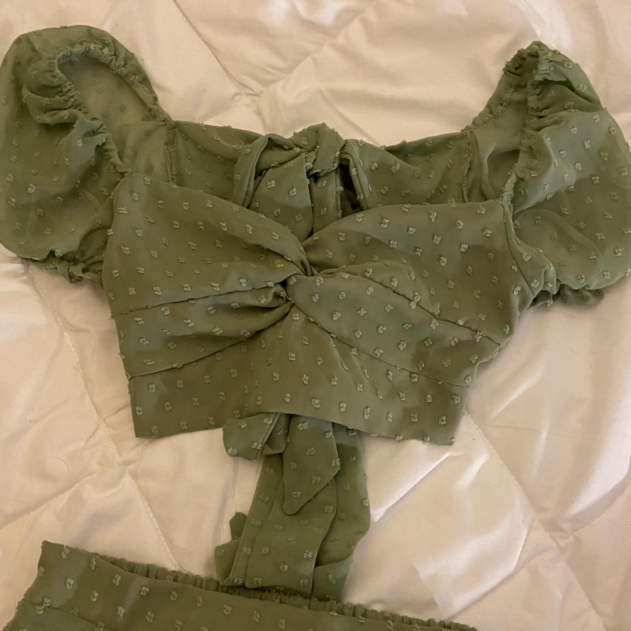 Shein sage green set size small super cute never... - Depop