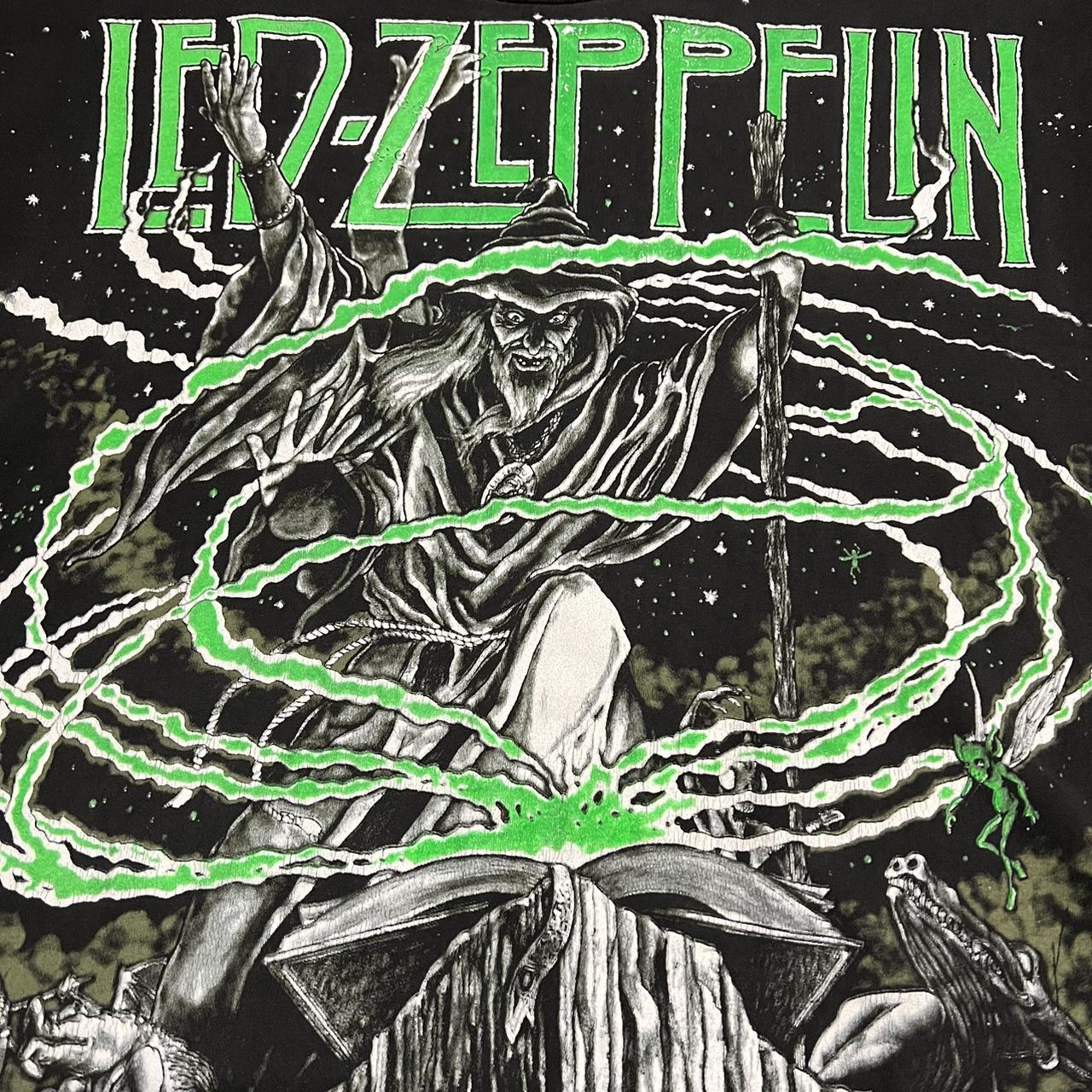 Led Zeppelin 1992 green wizard single stitch in...