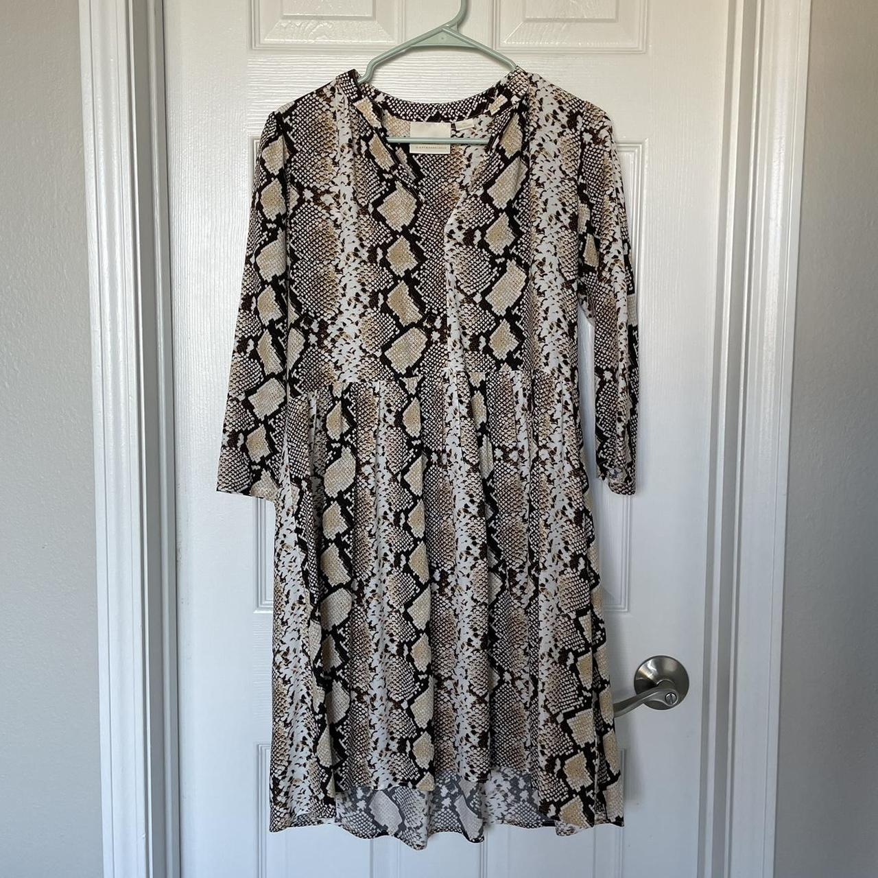 Anthropologie Maeve Snake Pattern Long Sleeve Dress. Depop