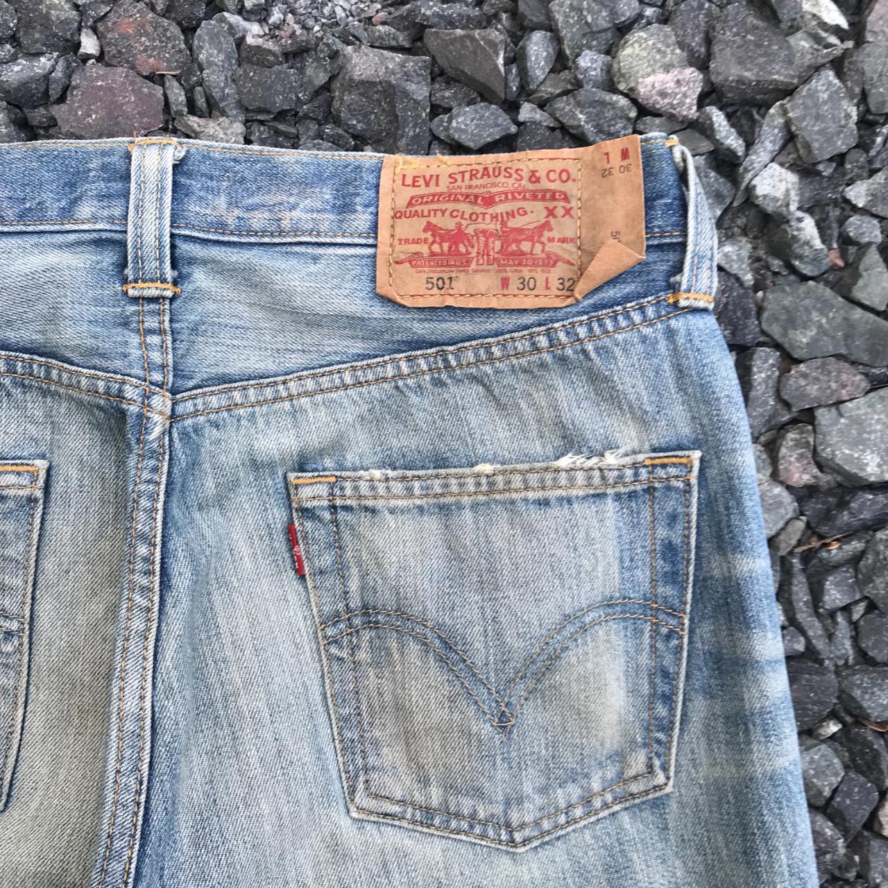 Vintage Levis 501 faded Distressed denim Waist 30x32... - Depop