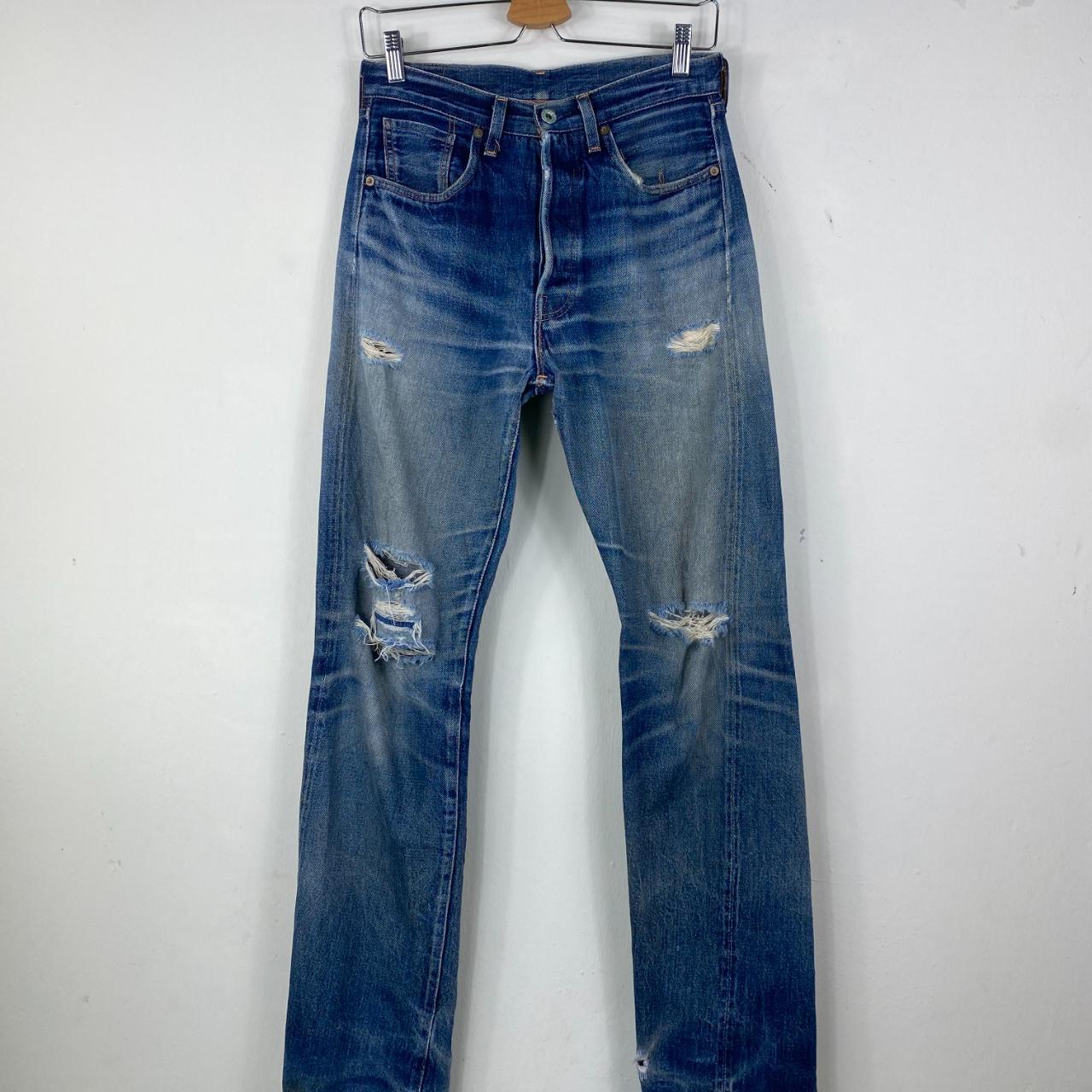 Vintage Levis 501XX distressed denim selvedge... - Depop