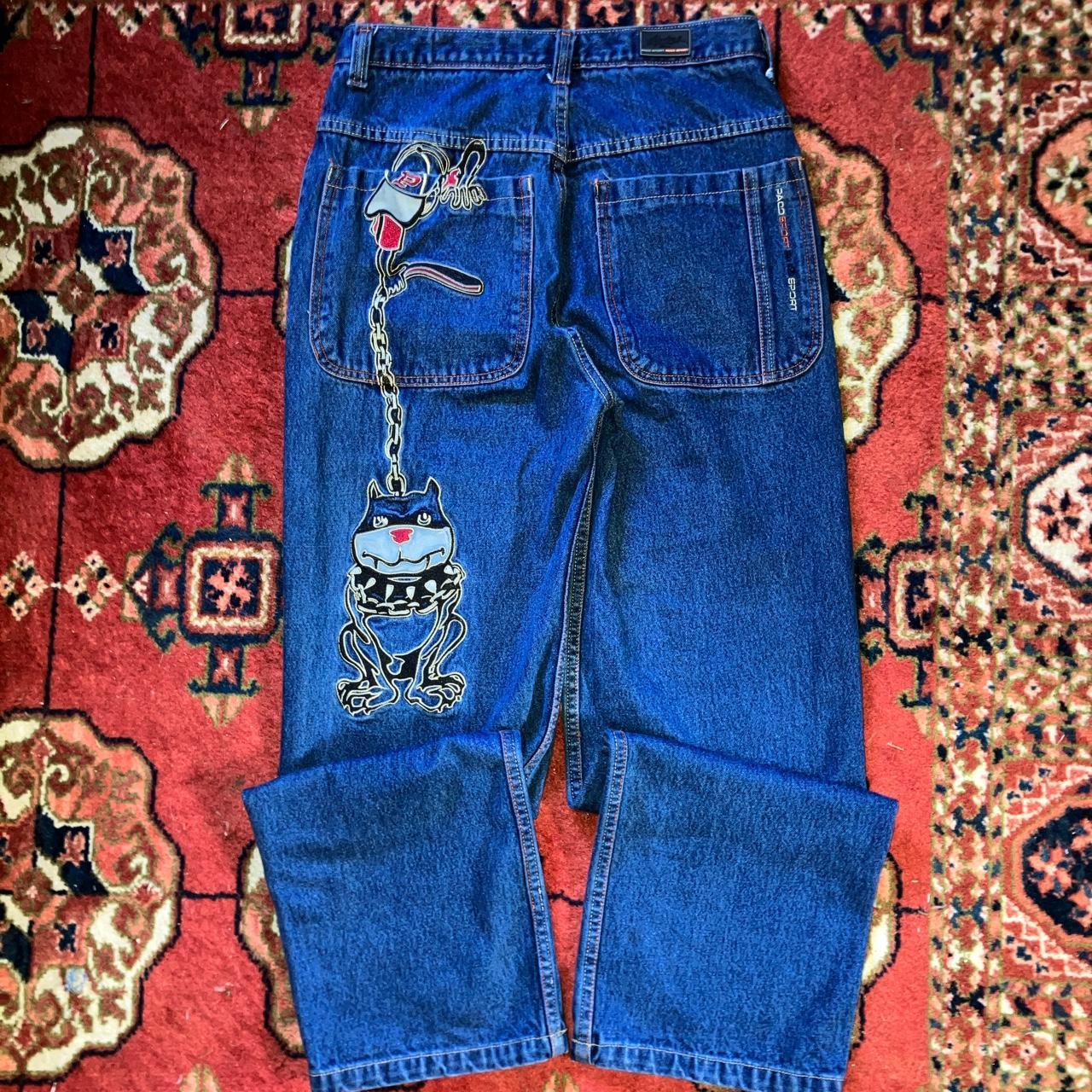 90s vintage paco jeans with crazy embroidury size... - Depop