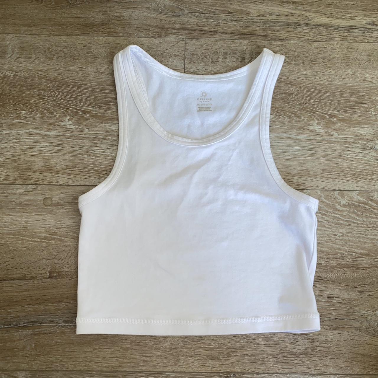 Aerie Women's White Crop-top | Depop