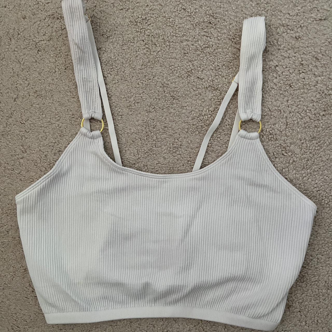 Aerie ribbed bralette White with gold hardware - Depop