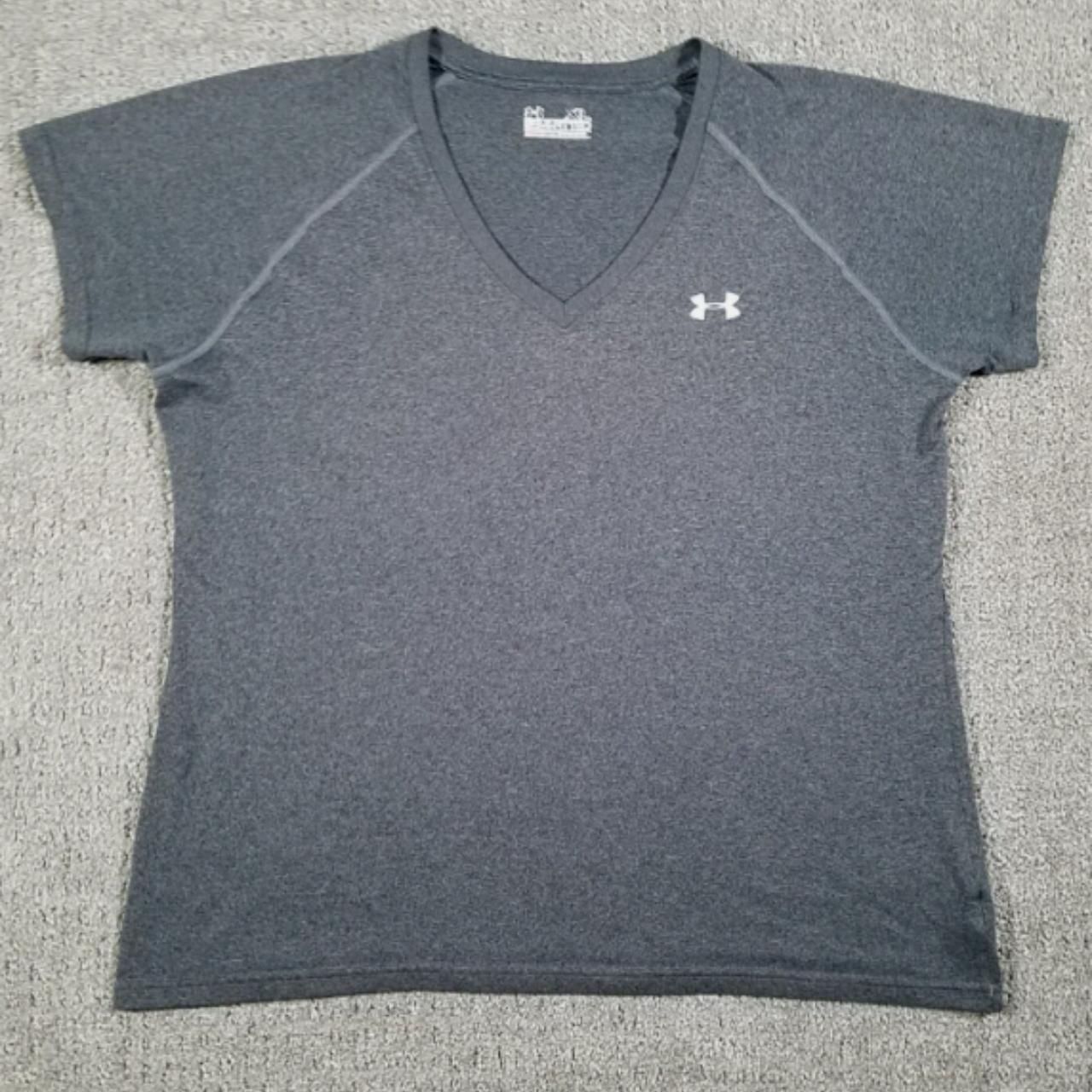 UNDER ARMOUR Top Womens XL Gray Semi Fitted V-neck... - Depop