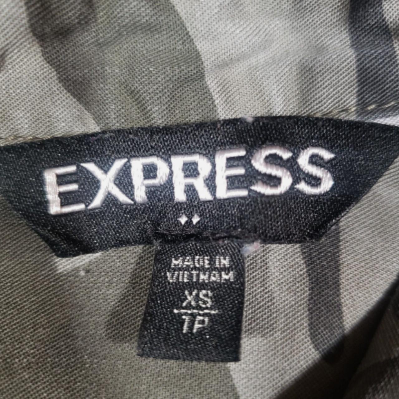 EXPRESS Shirt Womens XS Camo Army Green Button Long... - Depop