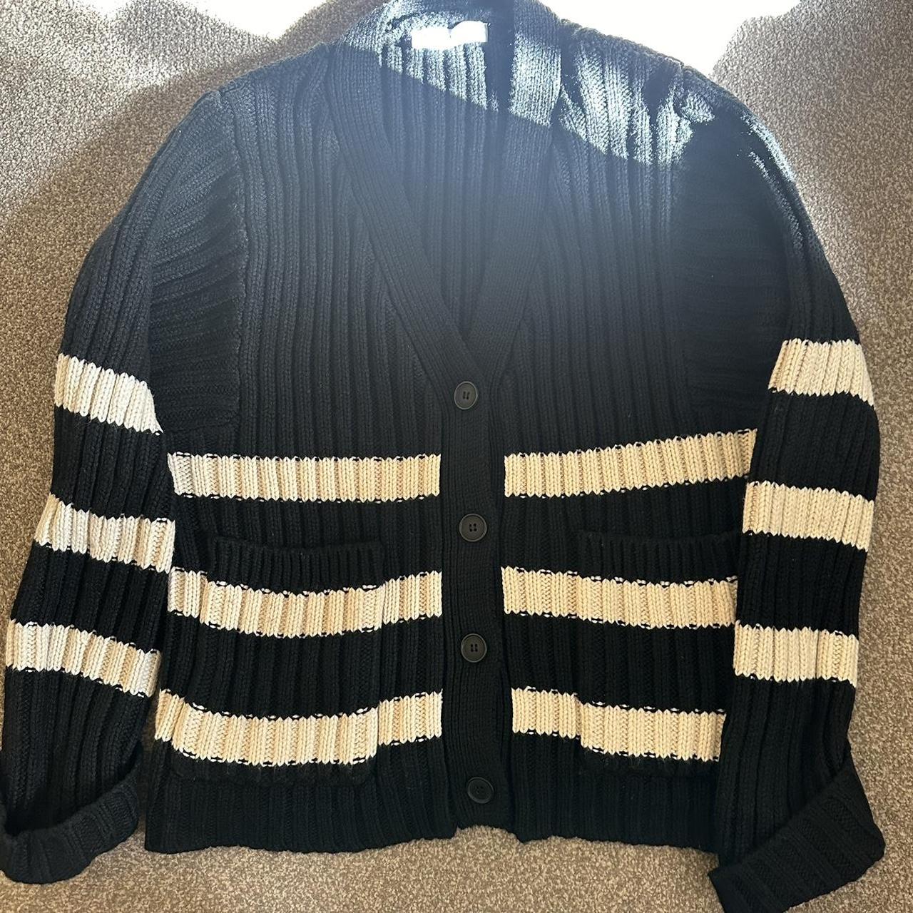 Striped Knit Cardigan Zara Cardigan Black Zara Black And White