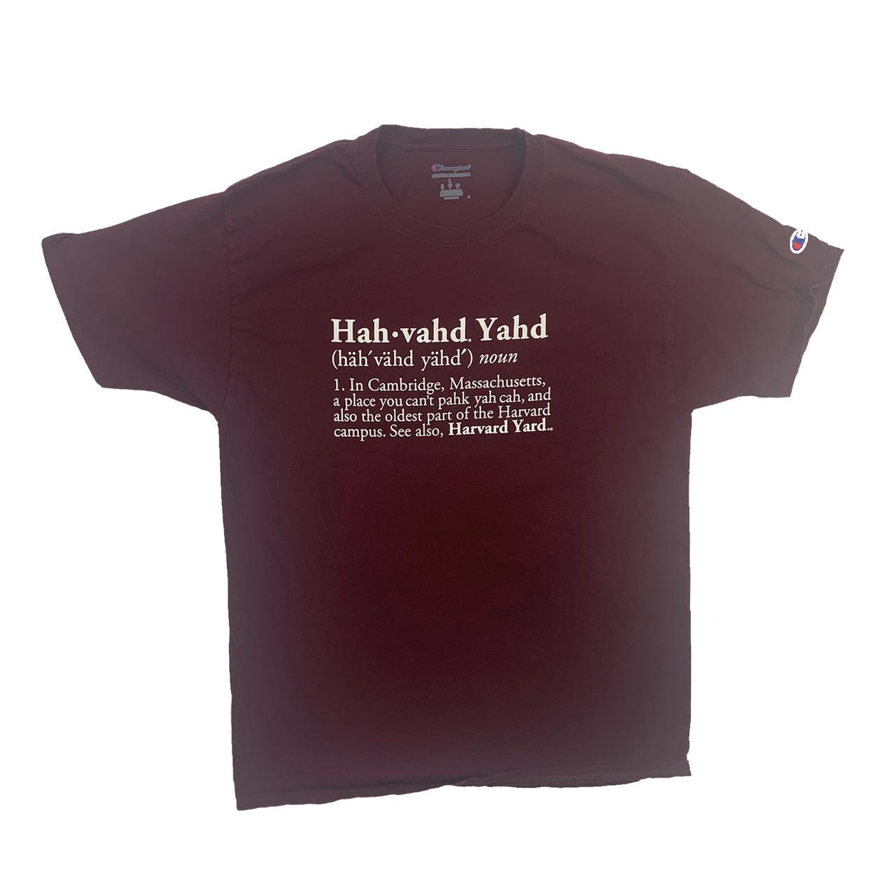 Harvard Champion Funny T-Shirt 🫘 DETAILS: Crimson... - Depop