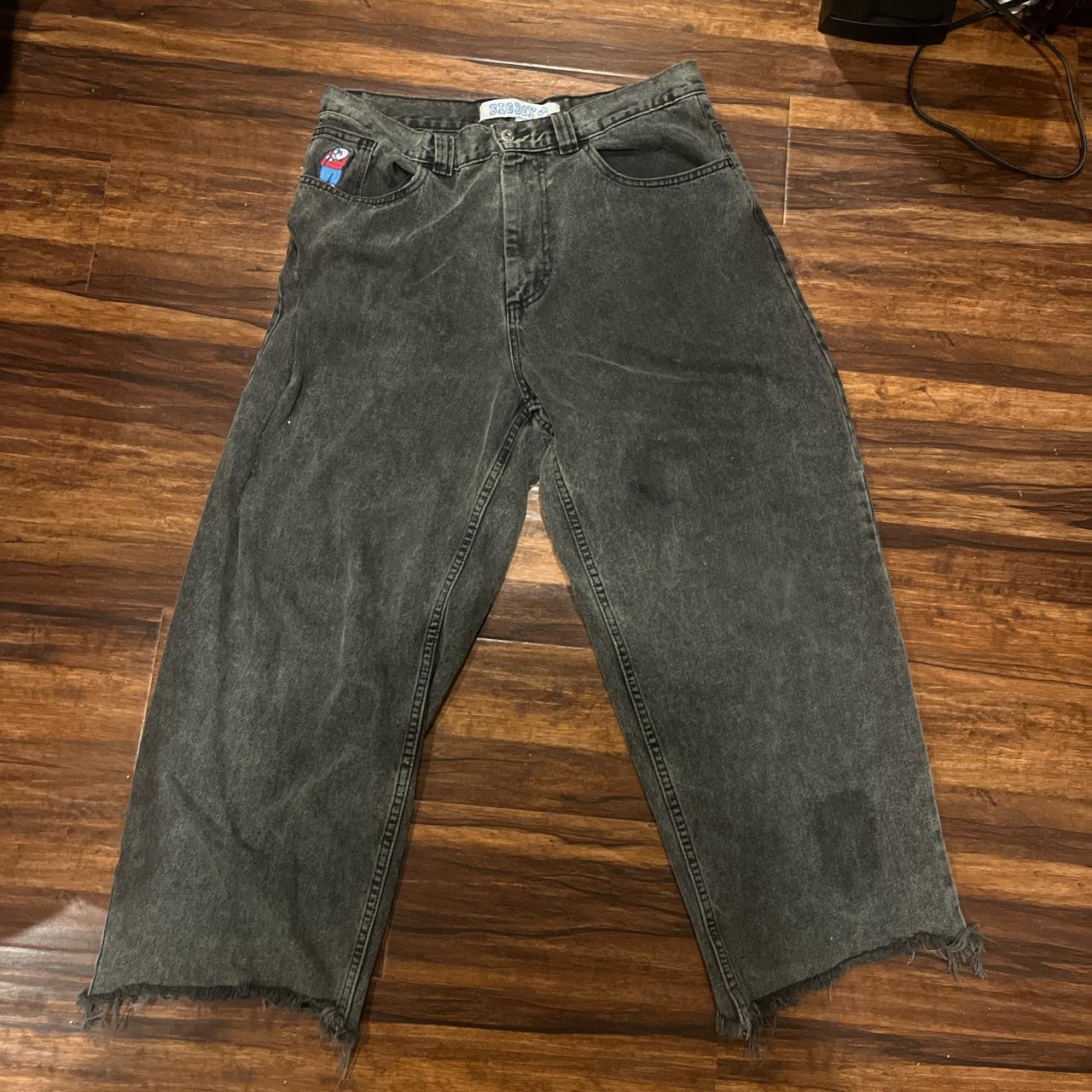 Polar Big Boys large worn, grayish black ripped on... - Depop