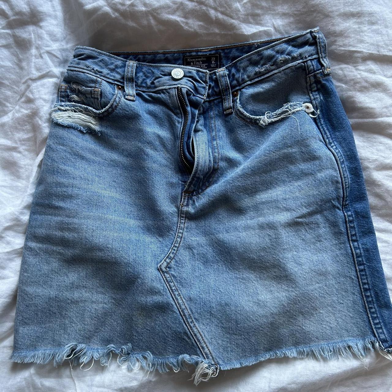 Abercrombie & fitch jean skirt 25 waist, only worn... - Depop