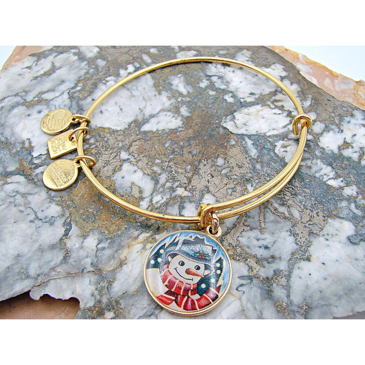 Alex And Ani Womens Enamel Snowman Bangle Bracelet Depop