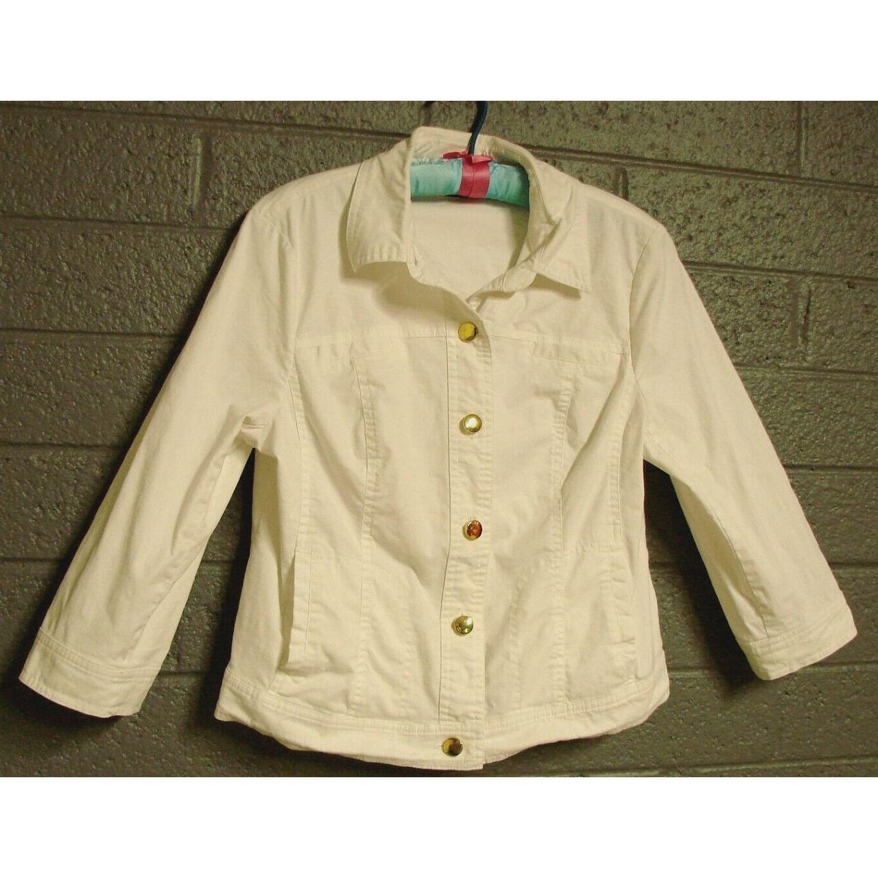 Rafaella Studio Womens White Denim Button Long... - Depop