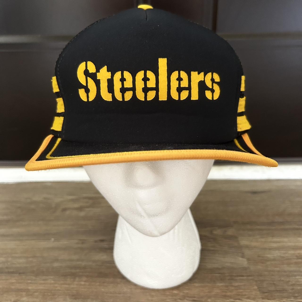 Vintage Pittsburgh Steelers Hat Adult OS Black White - Depop