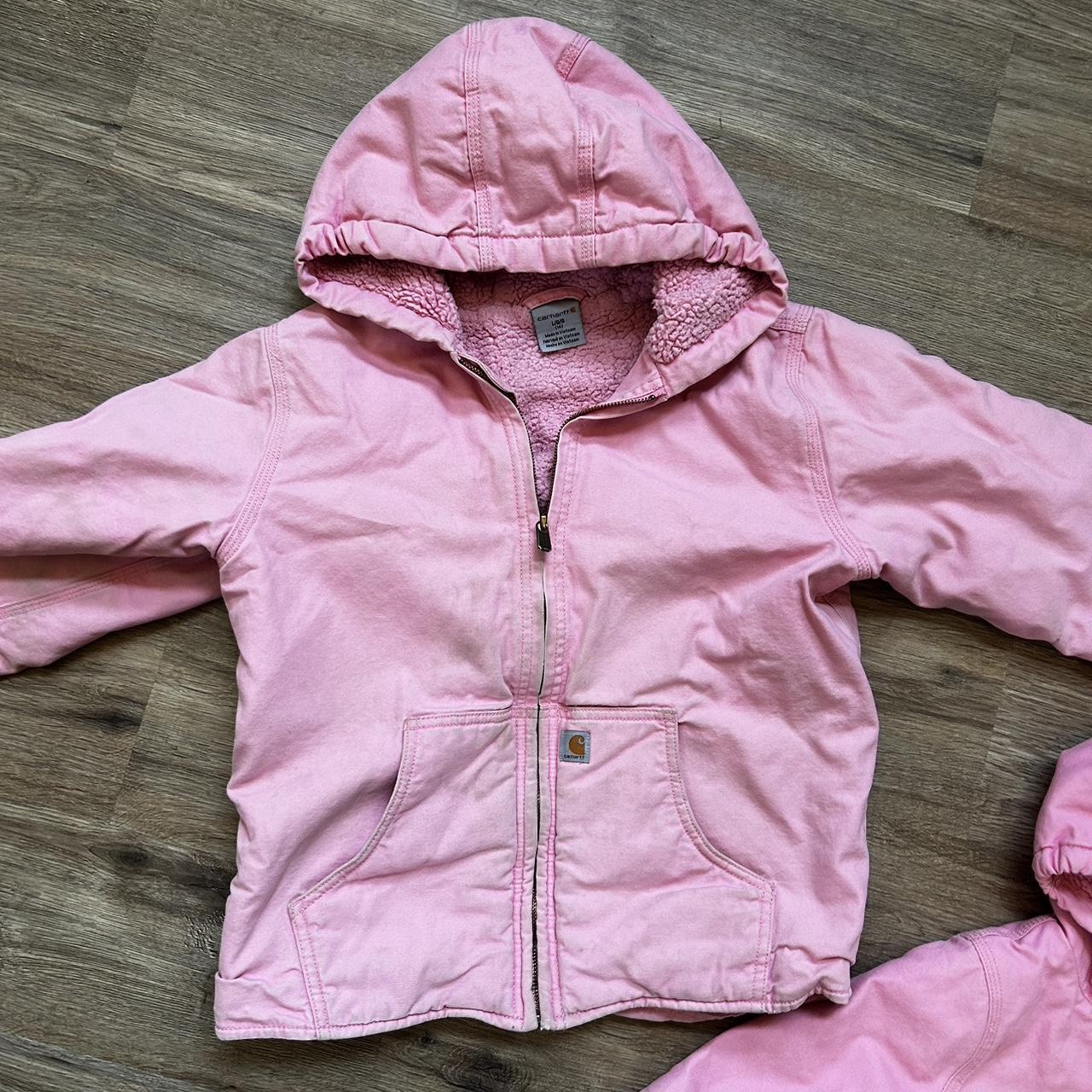 Kids Large Pink Carhartt Jacket - Depop