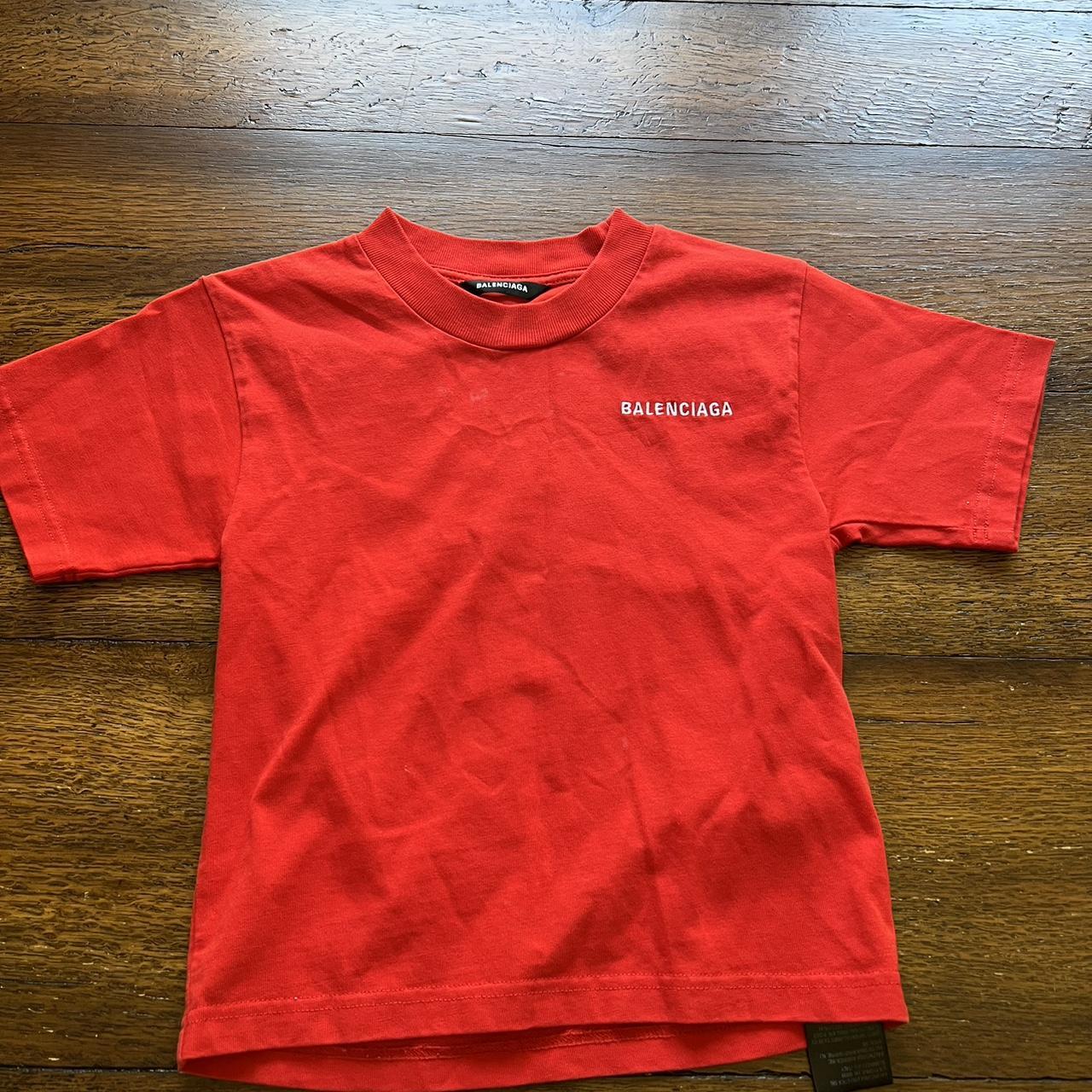 BALENCIAGA キッズ Tシャツ 赤 Balenciaga☆ロゴコットンTシャツ 2色 キッズ 関送込
