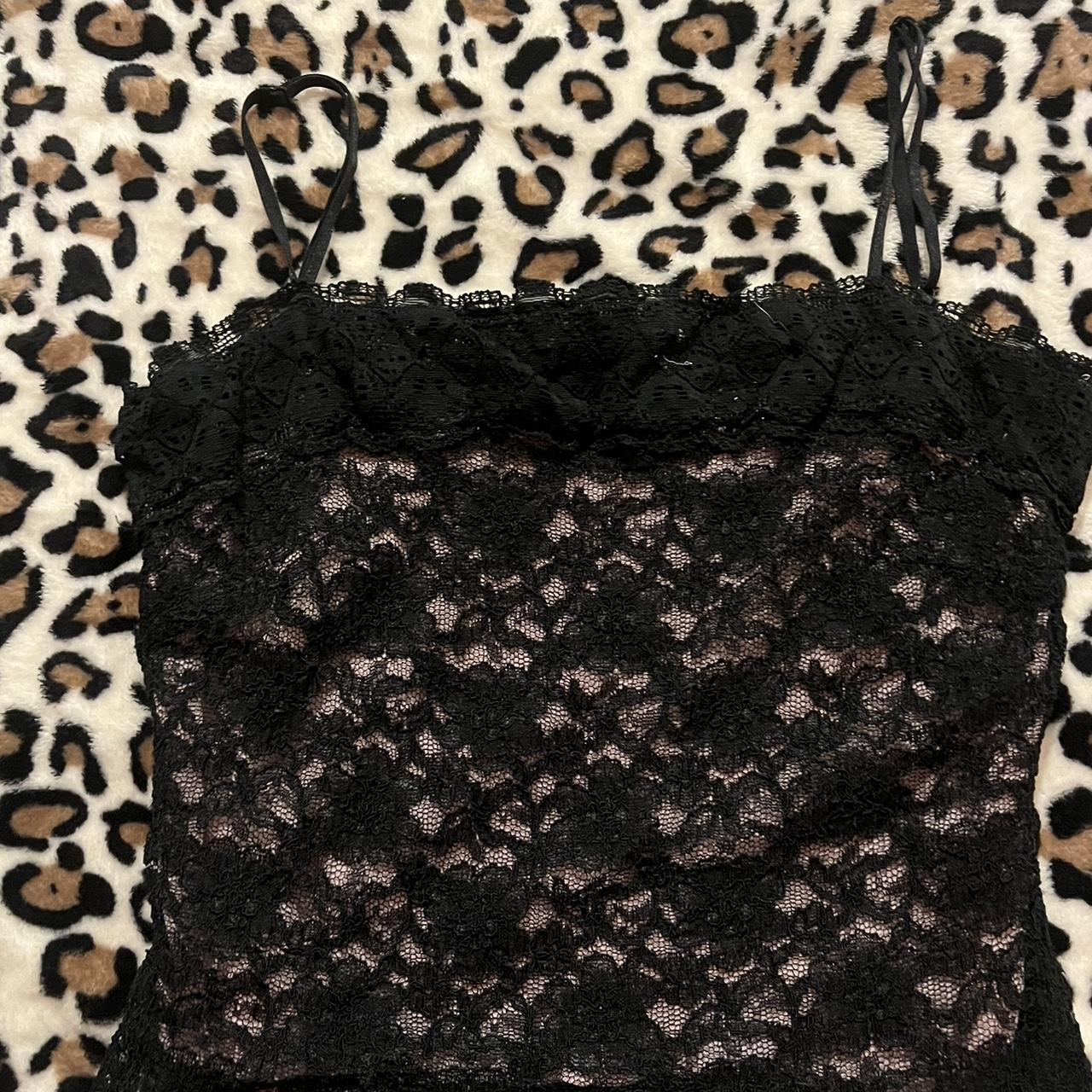 2000s lace top square cut size small and brand is... - Depop