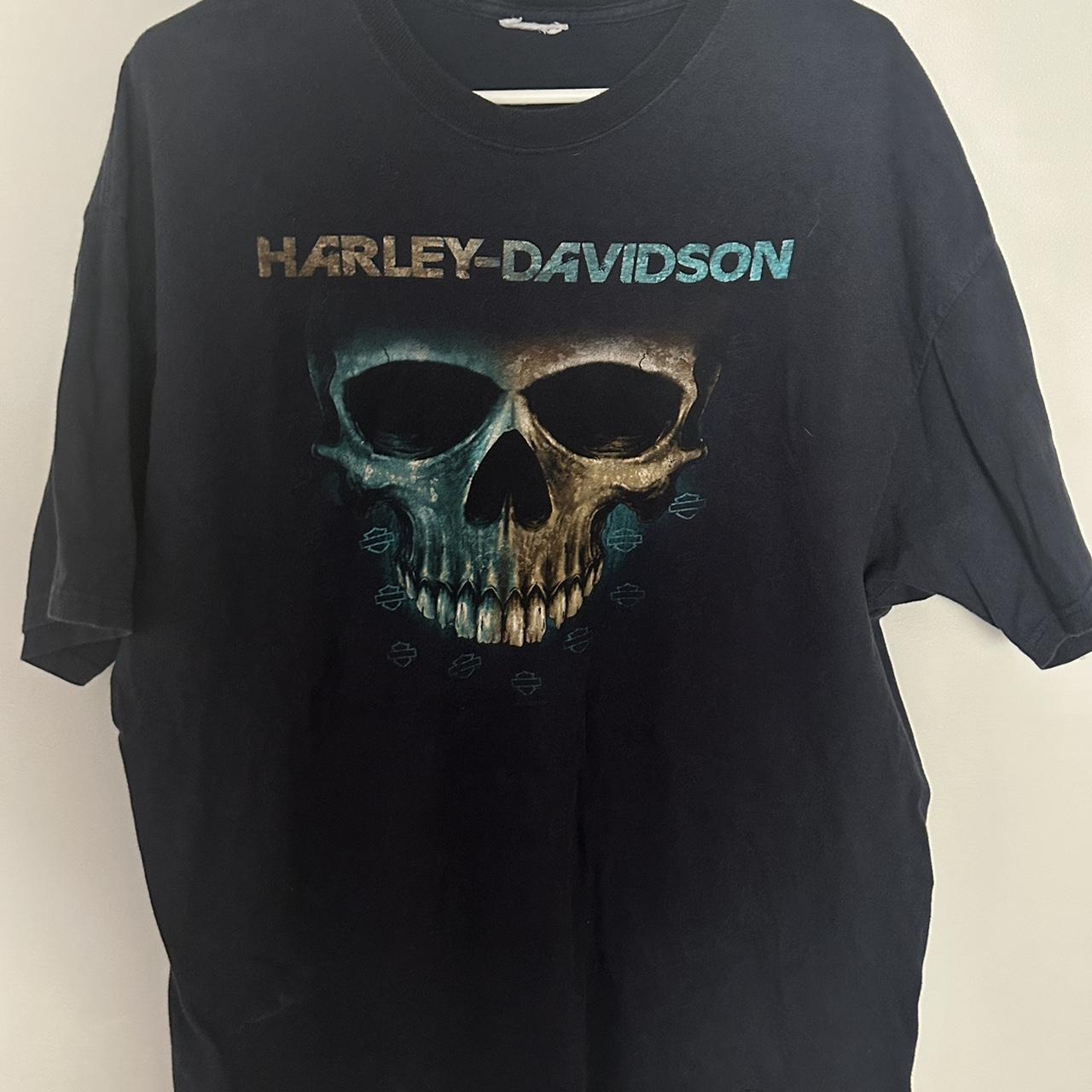 Y2K Harley Davidson Savannah Georgia Skull Tee... - Depop