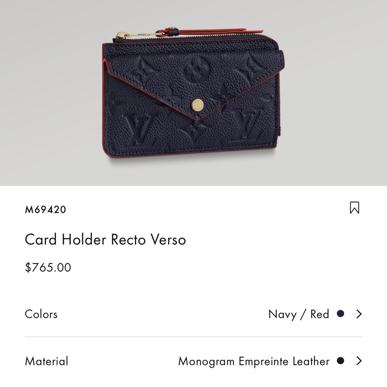 Louis Vuitton Monogram Empreinte Card Holder Recto Verso, Navy