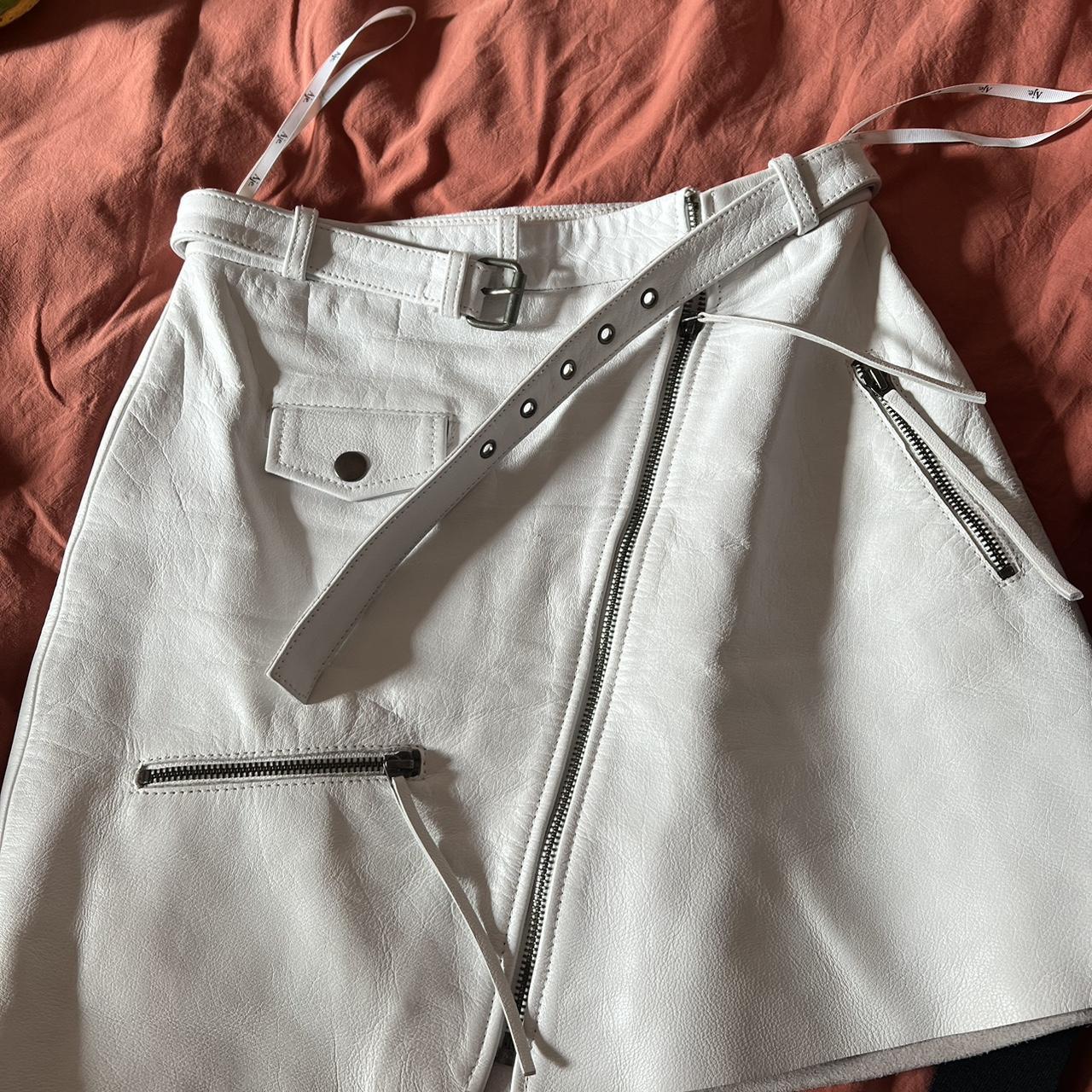 Aje white cheap leather skirt