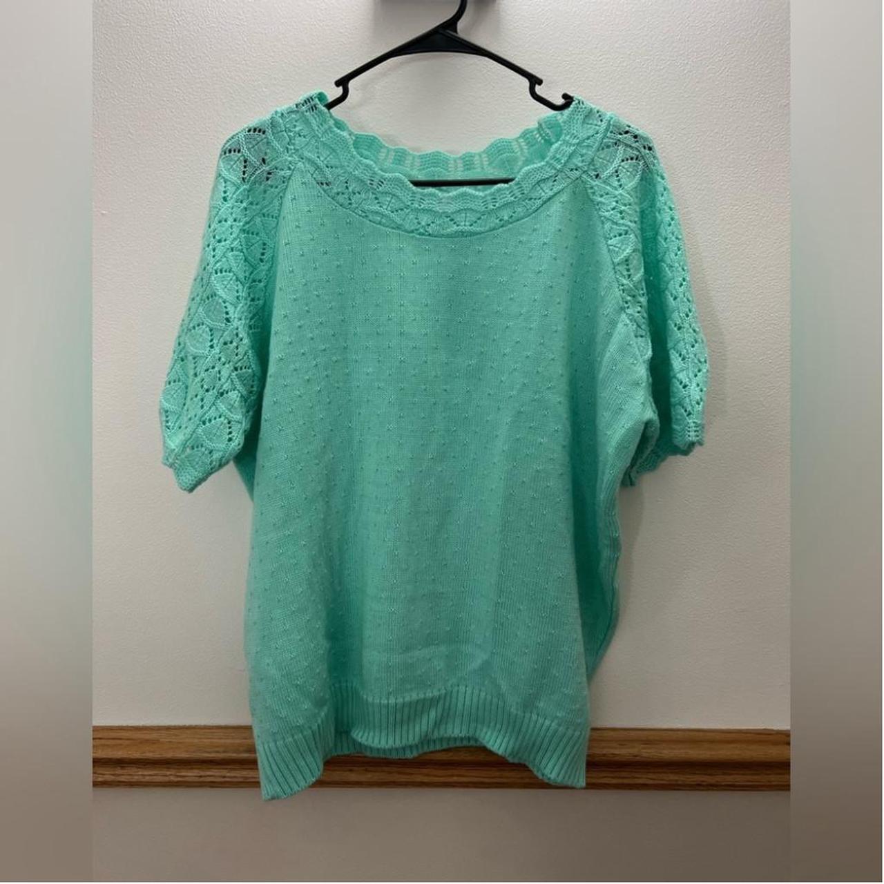 Haband Women's Green and Blue Blouse | Depop