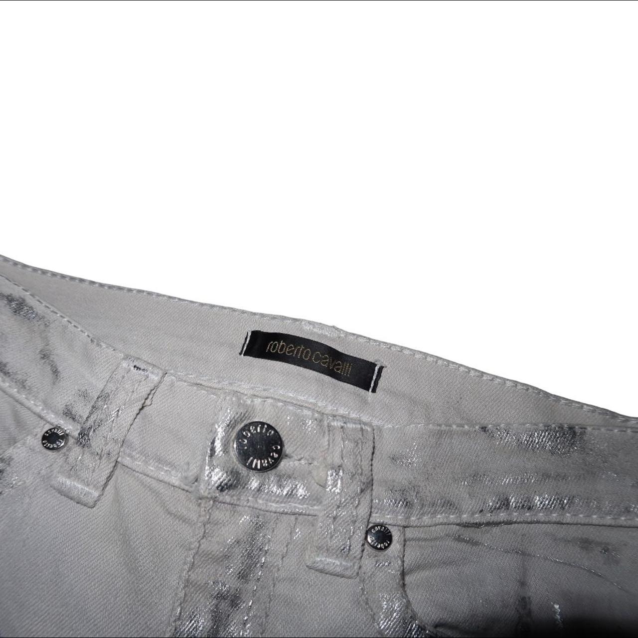 Roberto Cavalli Silver and Grey Pants Size: US S/ EU... - Depop