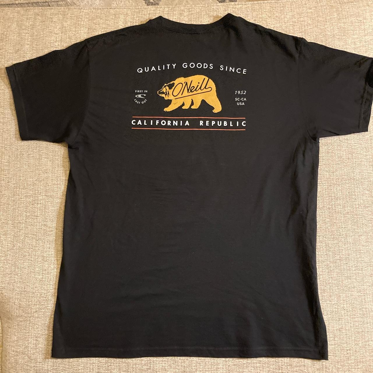 O'Neill men's black T-shirt with gold bear logo in | Depop