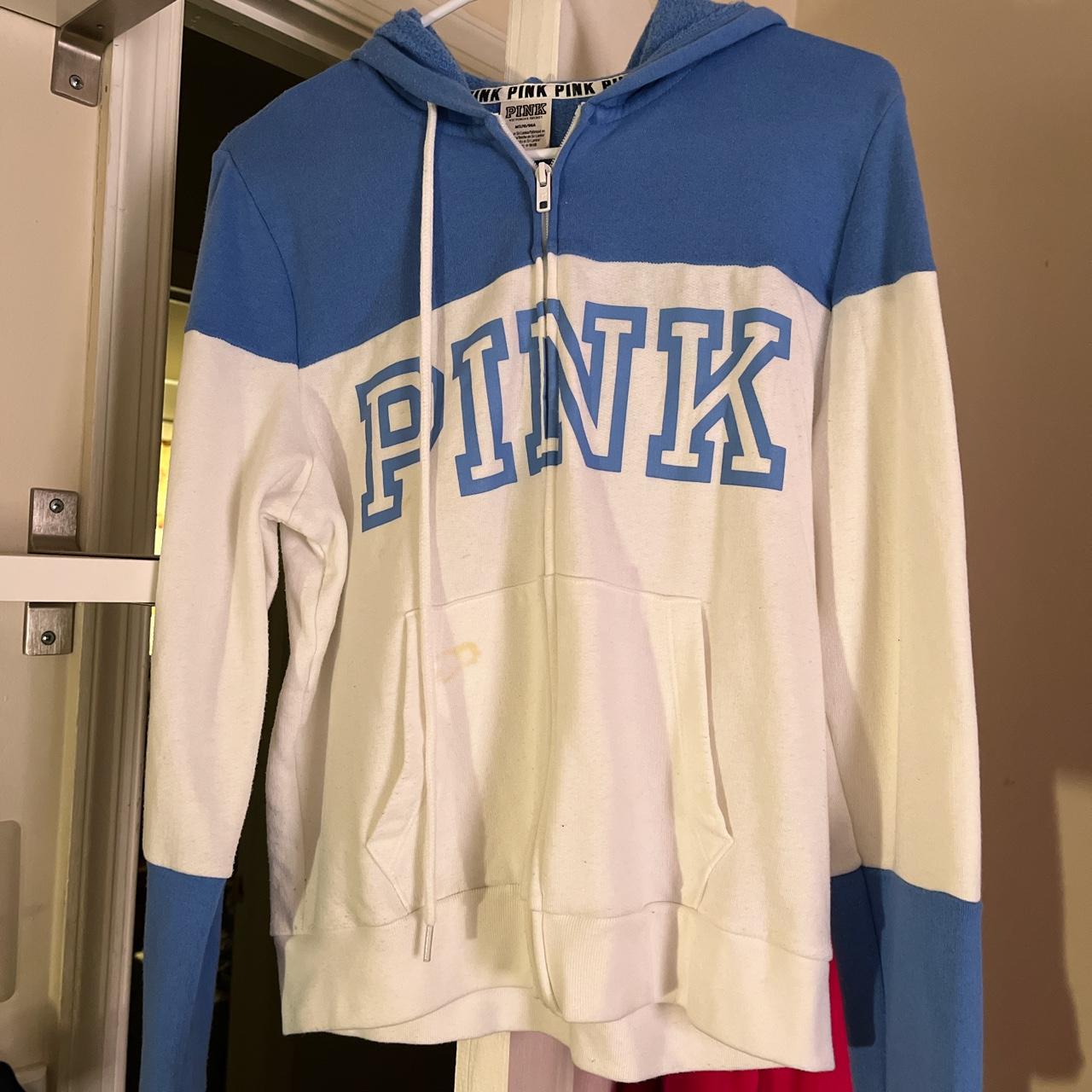 blue and white zip up jacket — pink ‼️ THERE IS A... - Depop