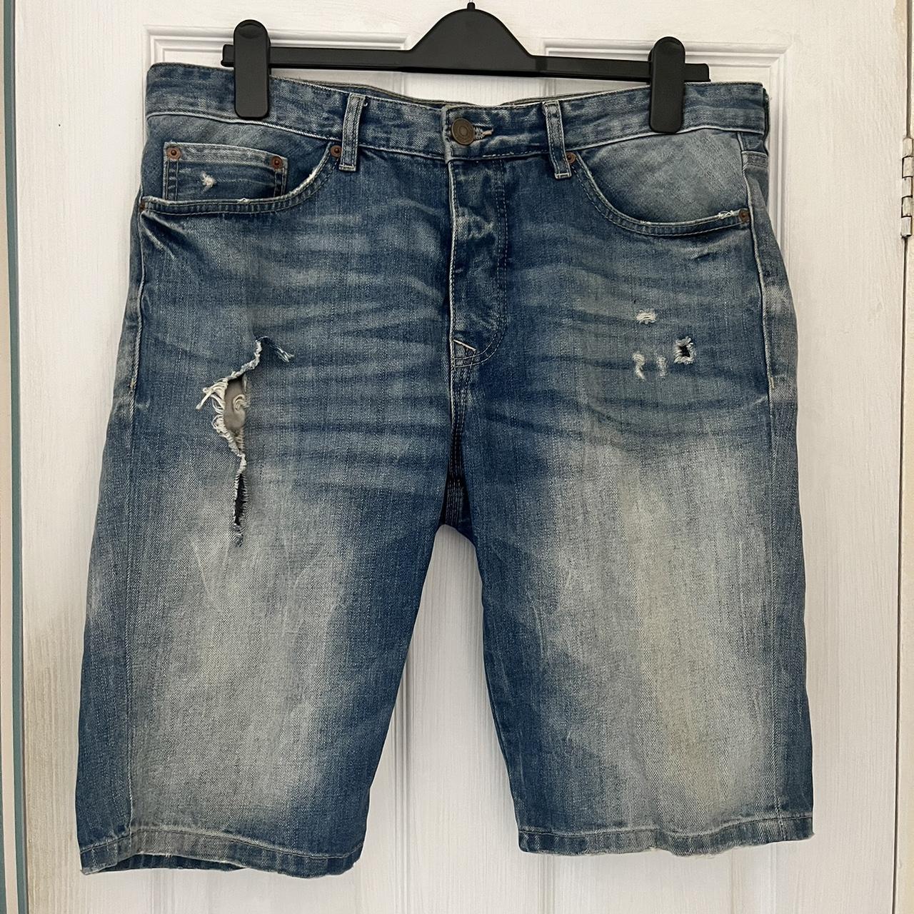 River Island Ripped Men’s Denim Shorts Size 34” Depop