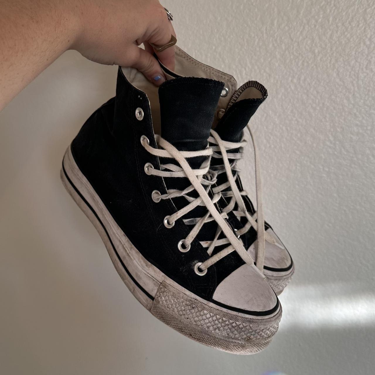 Platform black converse (v hard to find) Used but... - Depop