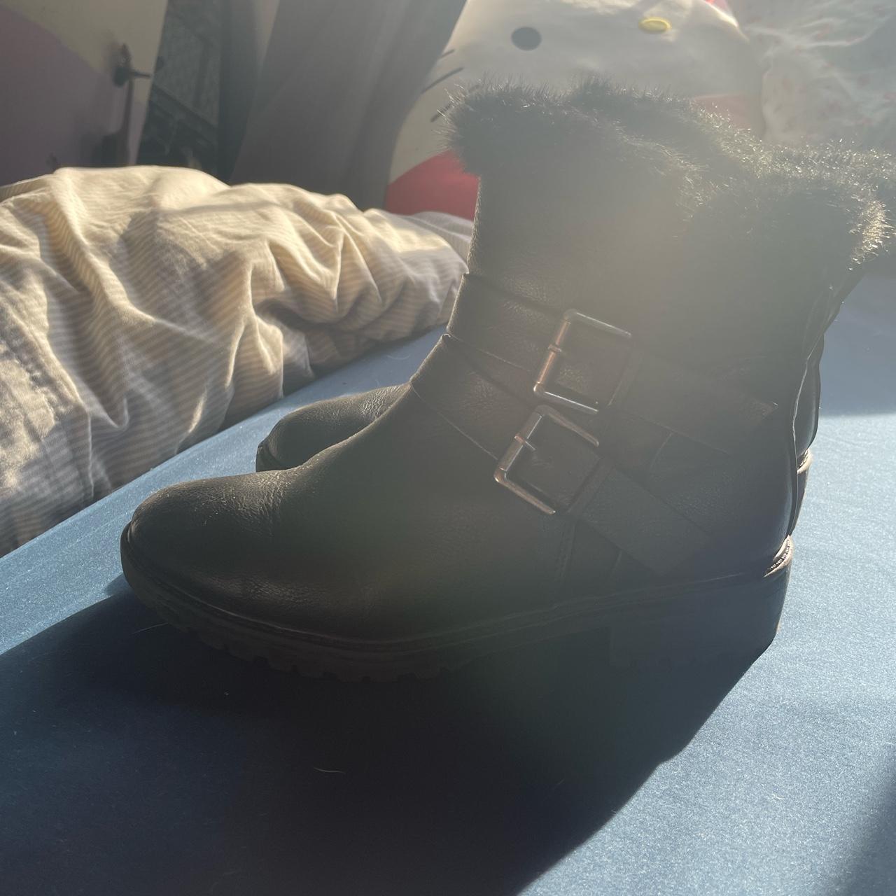 Target black 9 1/2 boots with faux fur rim Depop
