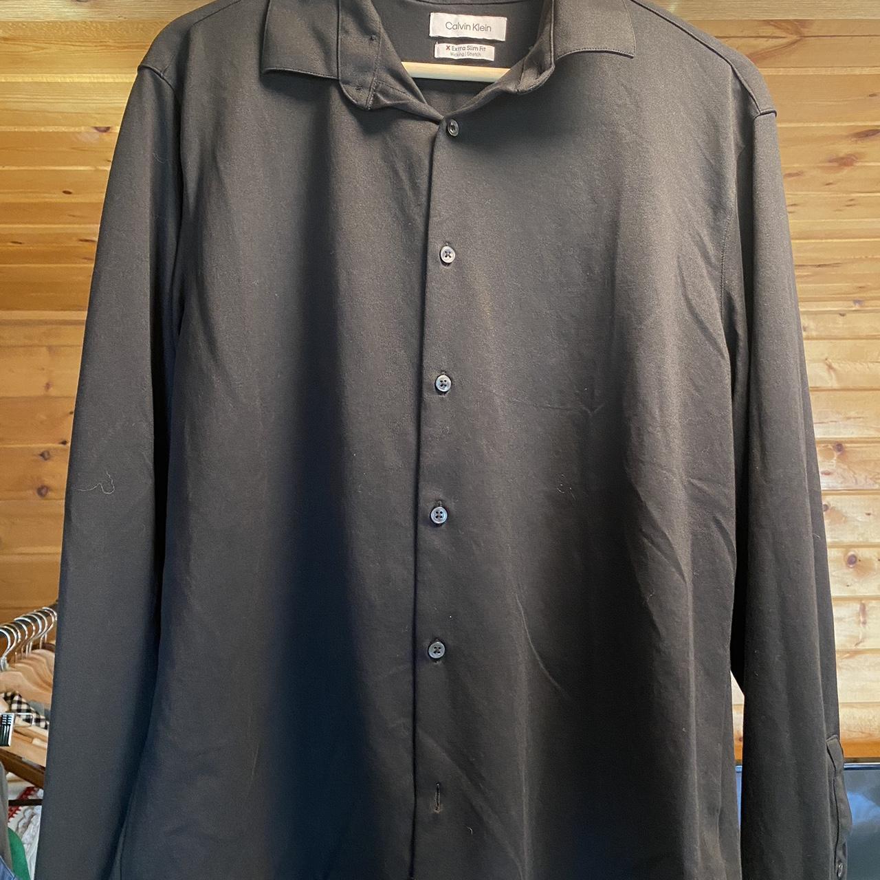 Calvin Klein Mens button down black dress shirt.... - Depop