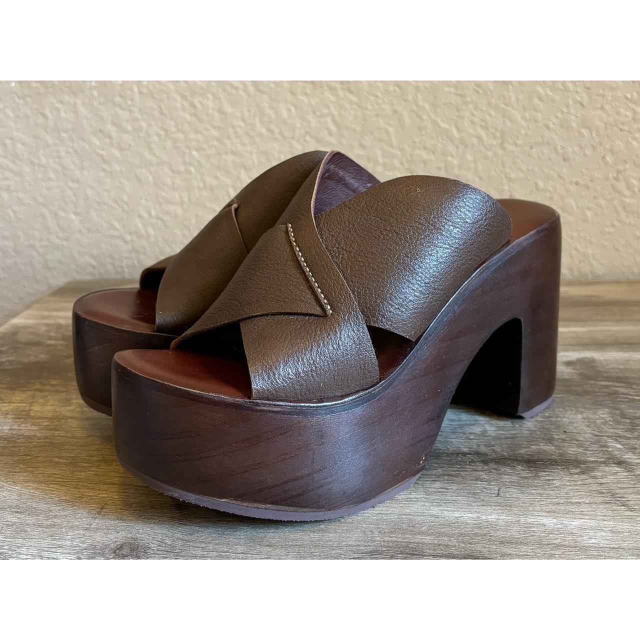 Free People Size 37 US 7 Women's Brown Open popular toe platform wedges