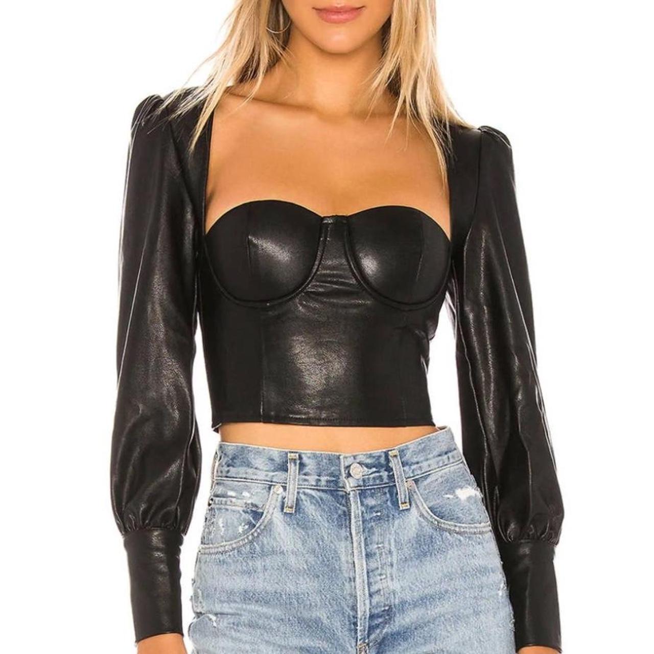 Black leather corset top! Zips up in the back