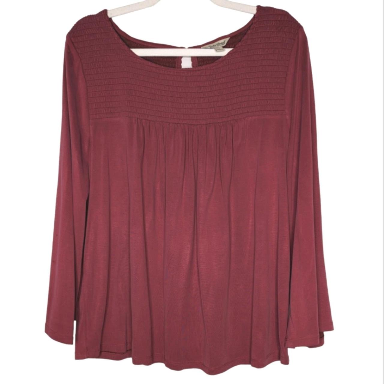 Lucky Brand Burgundy Long Sleeve Blouse Shirt Women's Size Medium