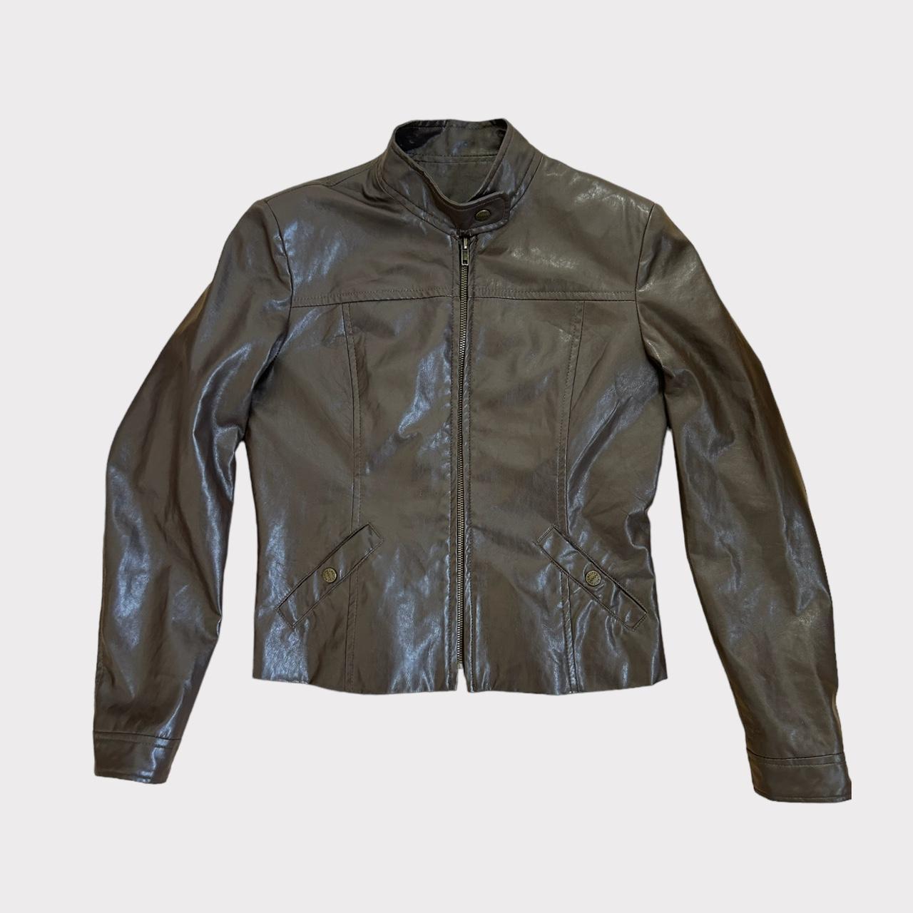 Lightweight faux leather top jacket