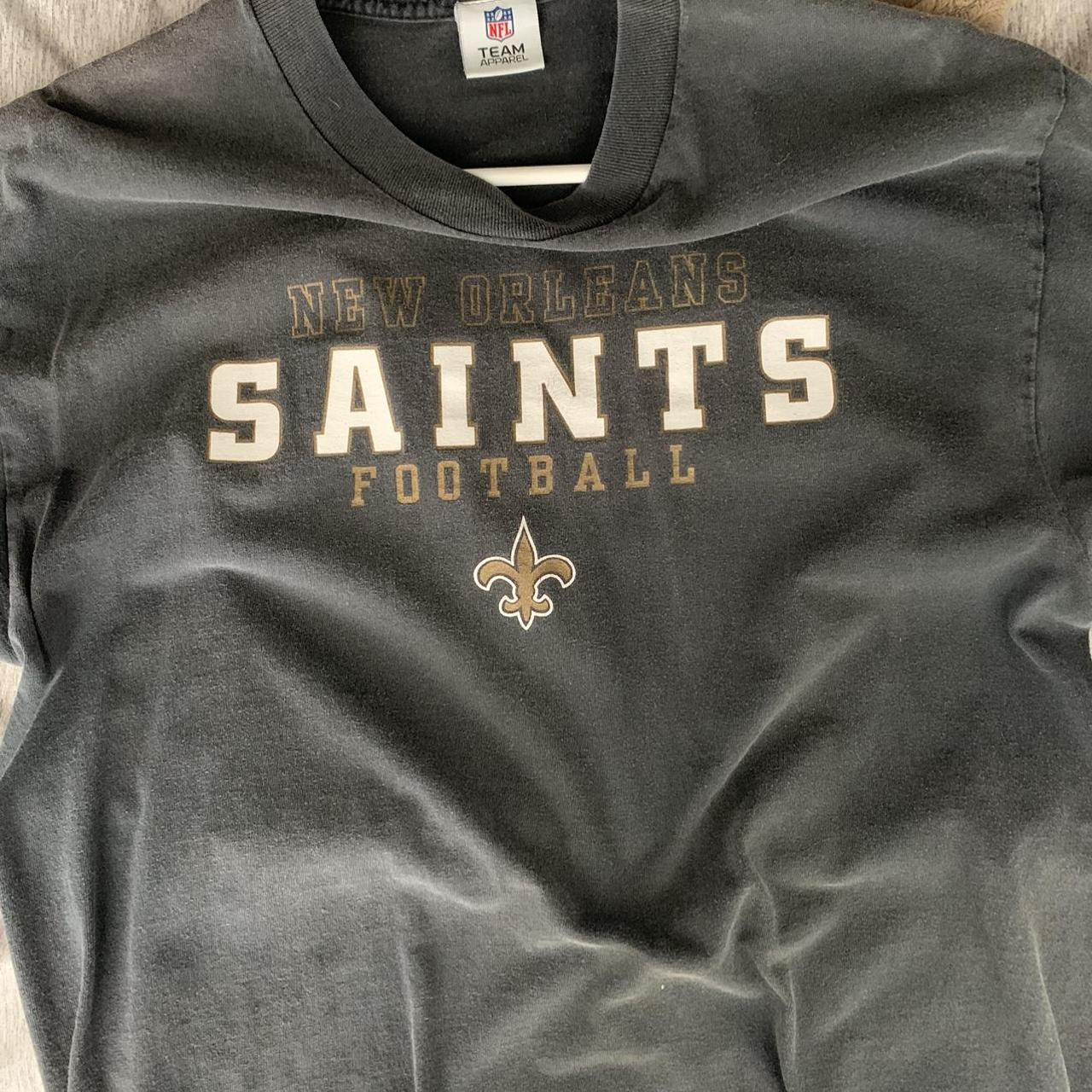 NFL New Orleans Saints Football T-Shirt Size XL Black Team Apparel