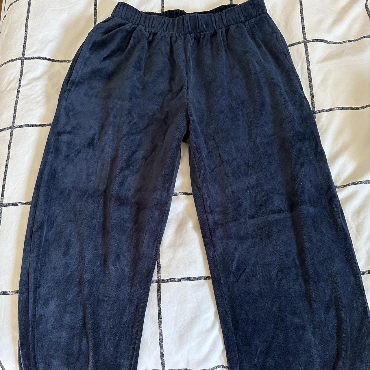 John galt / brandy Melville blue velvet track pants... Depop