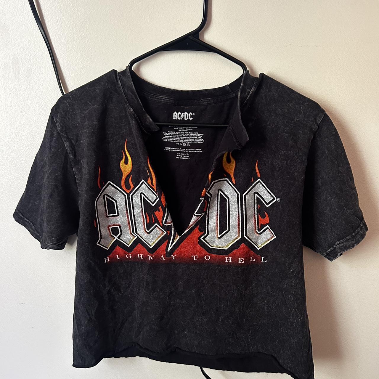 Black AC/DC baby tee - Depop