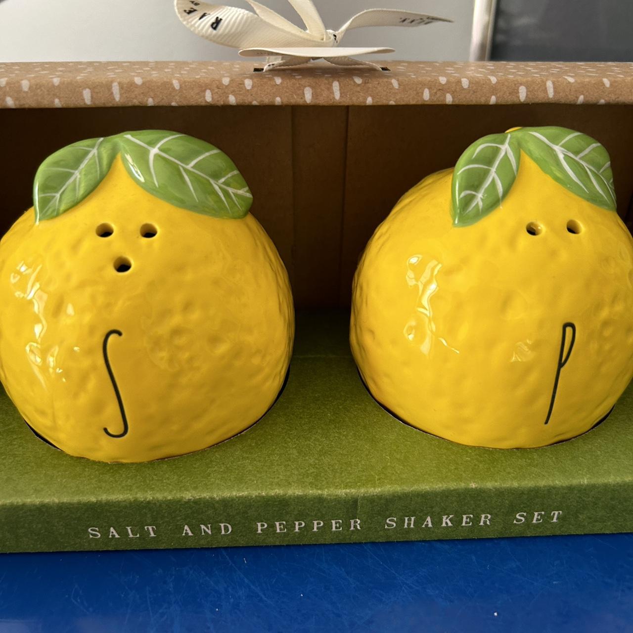 Rae Dunn LEMON YELLOW salt and pepper hot shakers