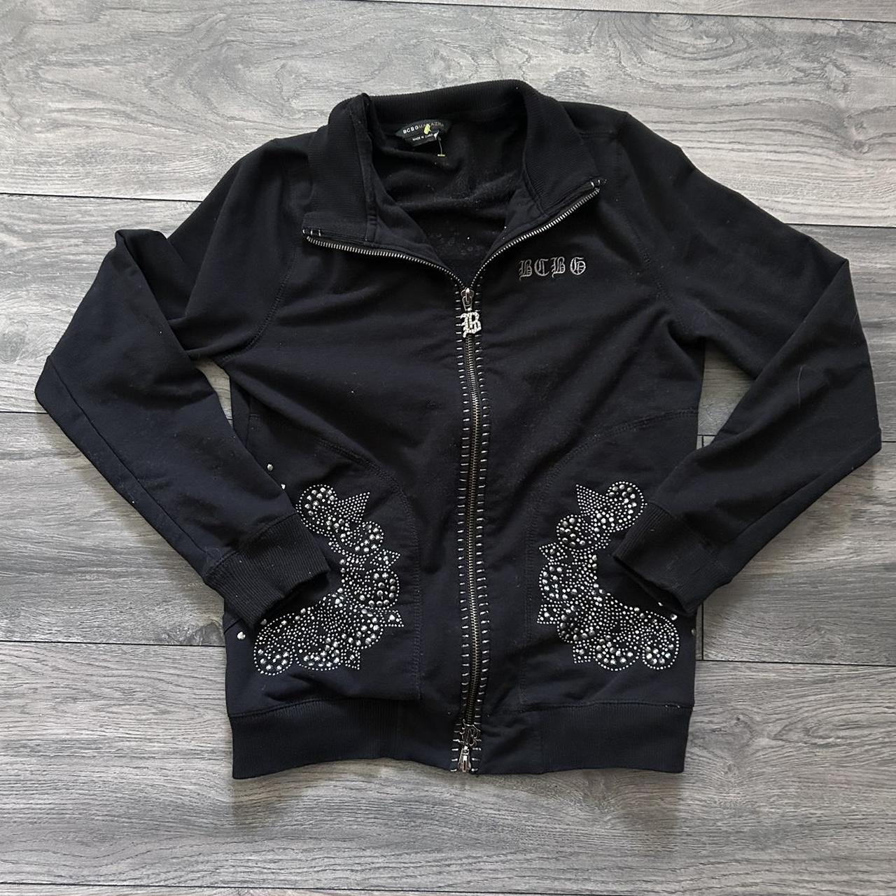 y2k bedazzled BCBG zip up sweater Depop