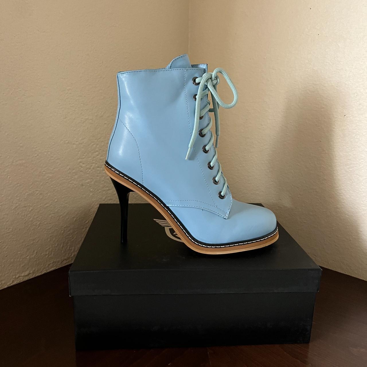 Baby blue combat on sale boots