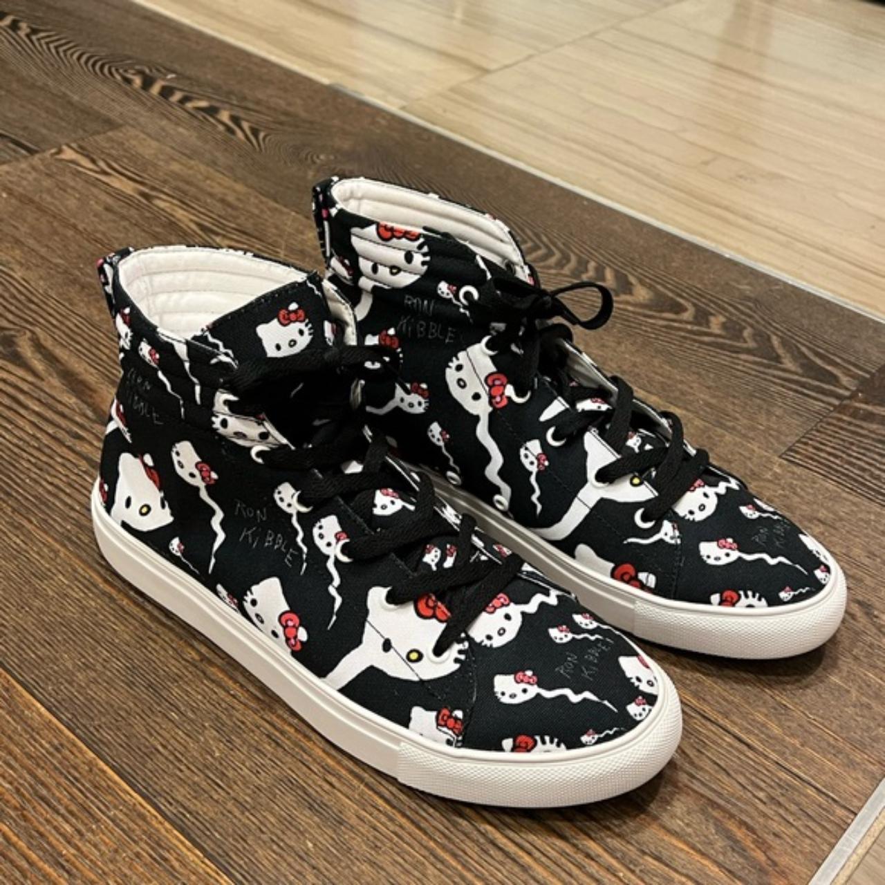 Black hightop Hello Kitty one of a kind sneakers... - Depop